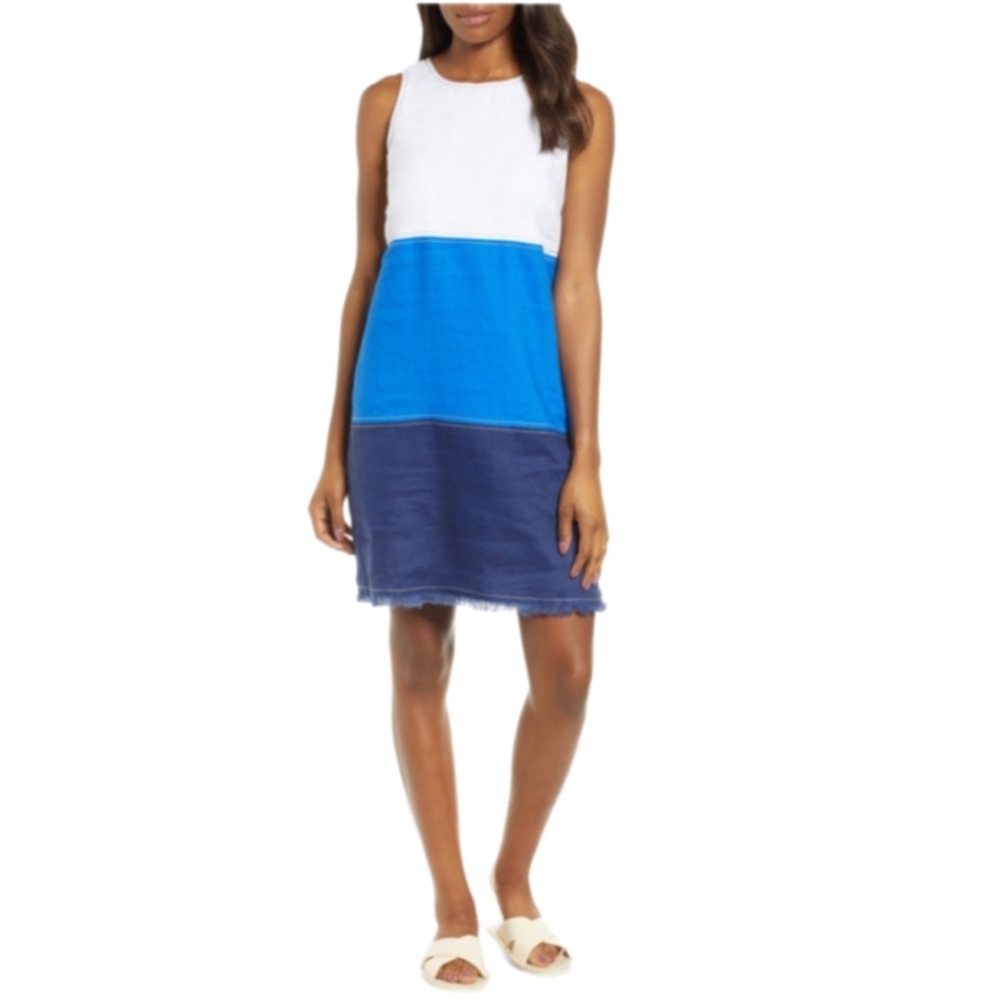 Tommy Bahama Linen Colorblock Shift Dress Medium